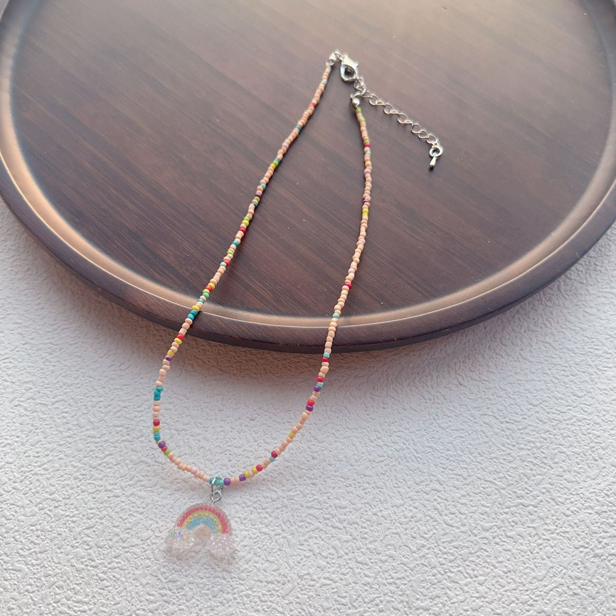 Beaded For Cartoon Cute Bowknot Clavicle Chain Necklace - Rainbow MegaBDM