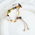 Lucky Cat Girlfriends Cute Couple Animal Premium Bracelet - 1174-05 Coffee Color Waving Cat MegaBDM