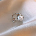 Women's Open-end Pearl Design Index Finger Fashion Ring - Open Ring-Silver-Oval MegaBDM