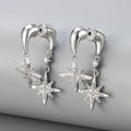 Women's French Entry Lux Eight Awn Star Flash Stud Earrings - Rear-Mounted Eight-Pointed Stars Stud Earrings/White Gold Color / Copper MegaBDM