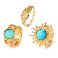 Men's High-grade Retro Emerald Niche Female French Ring - YY-12170-3 / Alloy