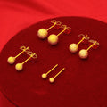 Women's Gold-plated Beads Vietnam Placer Gold Round Glazed Surface Matte Cutout Earrings - 6N Ear Studs Beads [Frosted Style]] MegaBDM