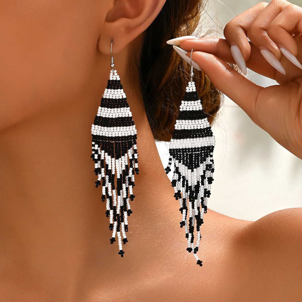 Women's Beaded Personalized Colorful Niche Bead Design Earrings - EH4760-3 MegaBDM