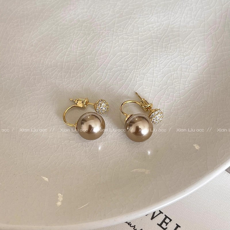 Women's Style For Pearl High-grade Unique Light Earrings - One Style for Dual-Wear Champagne MegaBDM