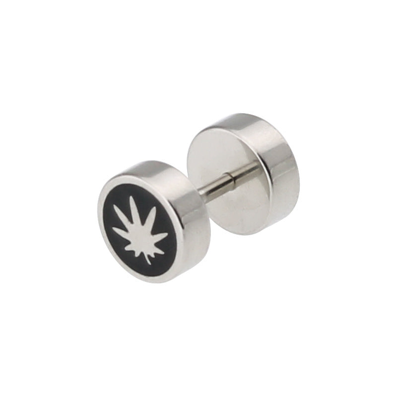 Bilateral Epoxy Titanium Steel Ear Drip Bone Fake Extender Earrings - C30 (One) / Steel Color MegaBDM