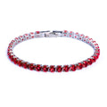 Women's Copper Micro Inlaid Zircon High-grade Light Luxury Simple Tennis Bracelets - 4.0 Platinum Red 17cm MegaBDM