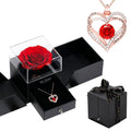 Women's Double Love Clavicle Chain Valentine's Necklaces - Double Disc Love Necklace 1 Rose Double-Door Giftbox / Real Gold Plating MegaBDM