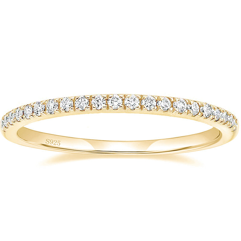 Sterling Sier Flash Inlaid Row Diamond In Rings - Gold / US Size Size 10 MegaBDM