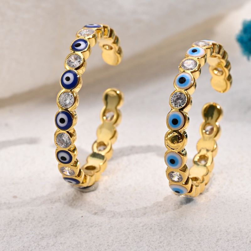 Eye Brass Open Zircon Diamond Adjustable Fashion Ring MegaBDM