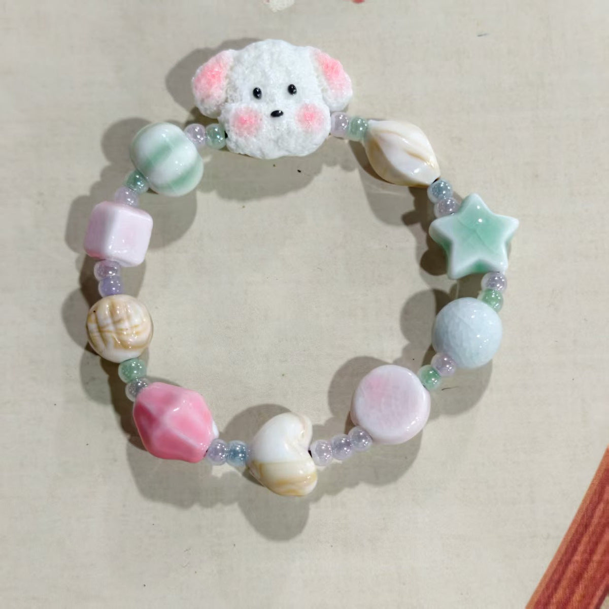 Artistic Handmade Ceramic Single Circle Ethnic Bracelet - Green Clothes C82