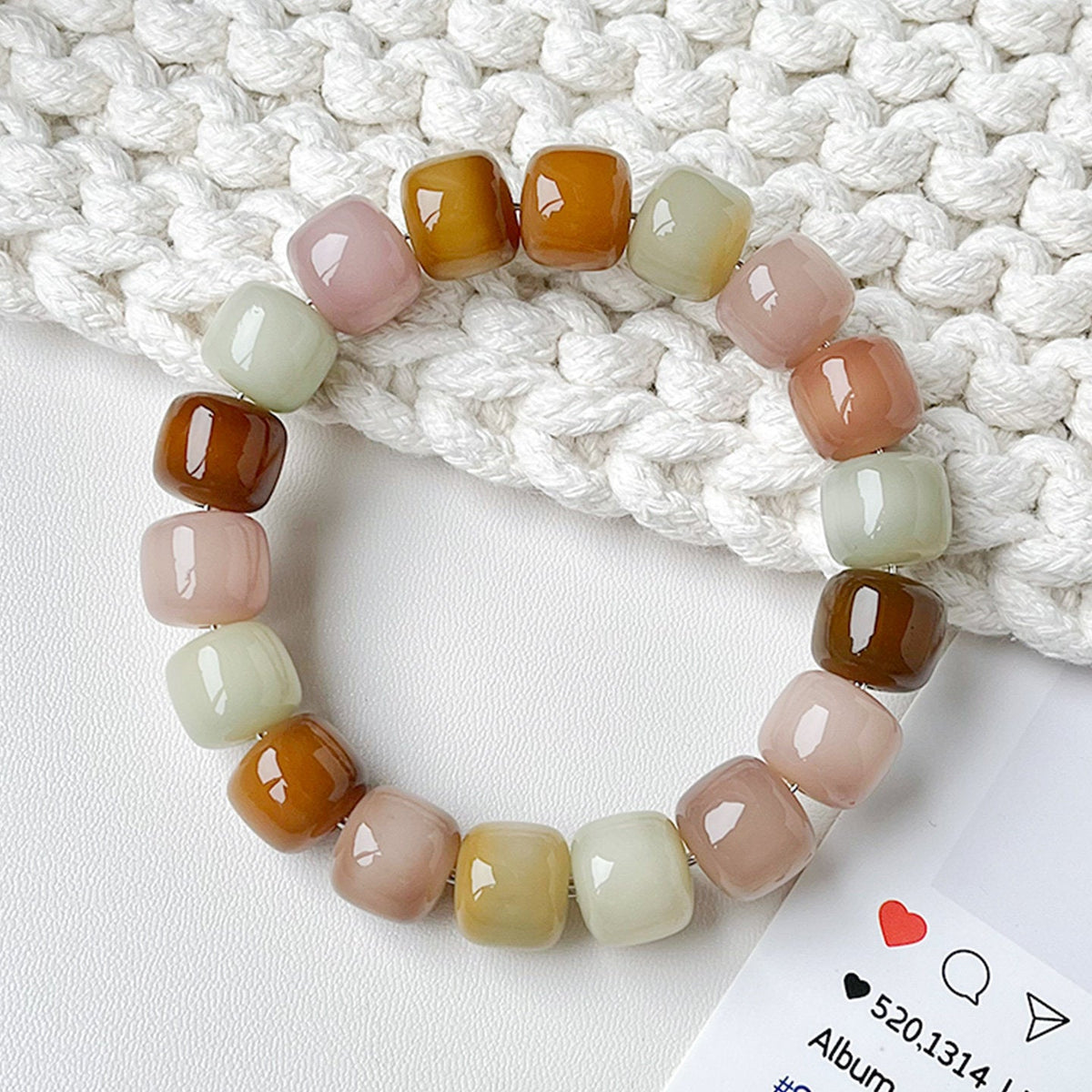 Bodhi Pliable Temperament Hand Toy Seed Barrel Beads Single Circle Bracelet - [Chun Xing 12 * 11mm] Duobao Straight Barrel Beads Single Circle MegaBDM