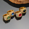 Men's Fashion Hip Hop Light Luxury Inlaid Round Zircon Titanium Steel Ring MegaBDM
