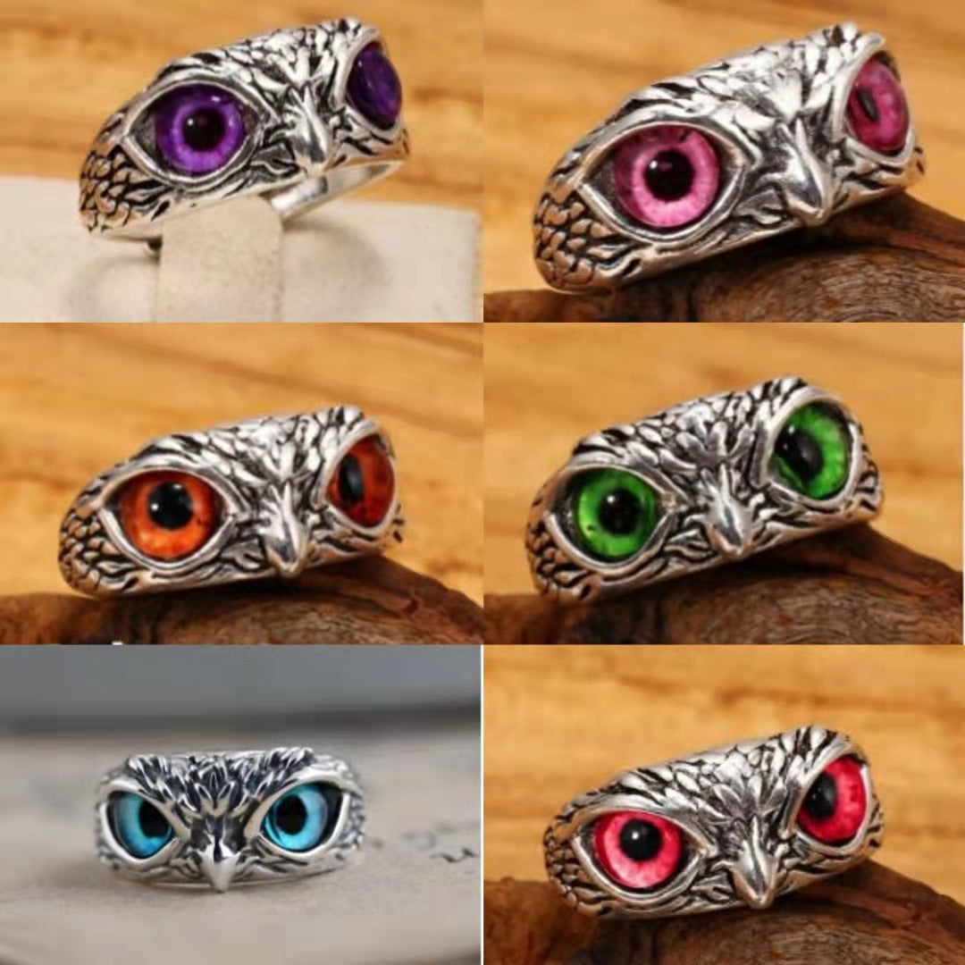 Women's & Men's Vintage Owl Hip Hop Carved Pattern Ring MegaBDM