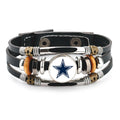 Genuine Leather Hand Professional Rugby League Team Time Stone Bracelet - 12122717-Dallas Cowboy / Pattern Size-18mm MegaBDM