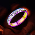 Stainless Steel Titanium Female French Style Starry Square Ring - 18-d-4 Color 4mm Single-Row Drilled / No. 5 MegaBDM