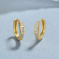 Women's Sterling Sier Rhinestone Simple Heart-shaped Square Drop-shaped Gang Drill Rings - Yellow Gold/Pair (Square) / 925 Silver MegaBDM