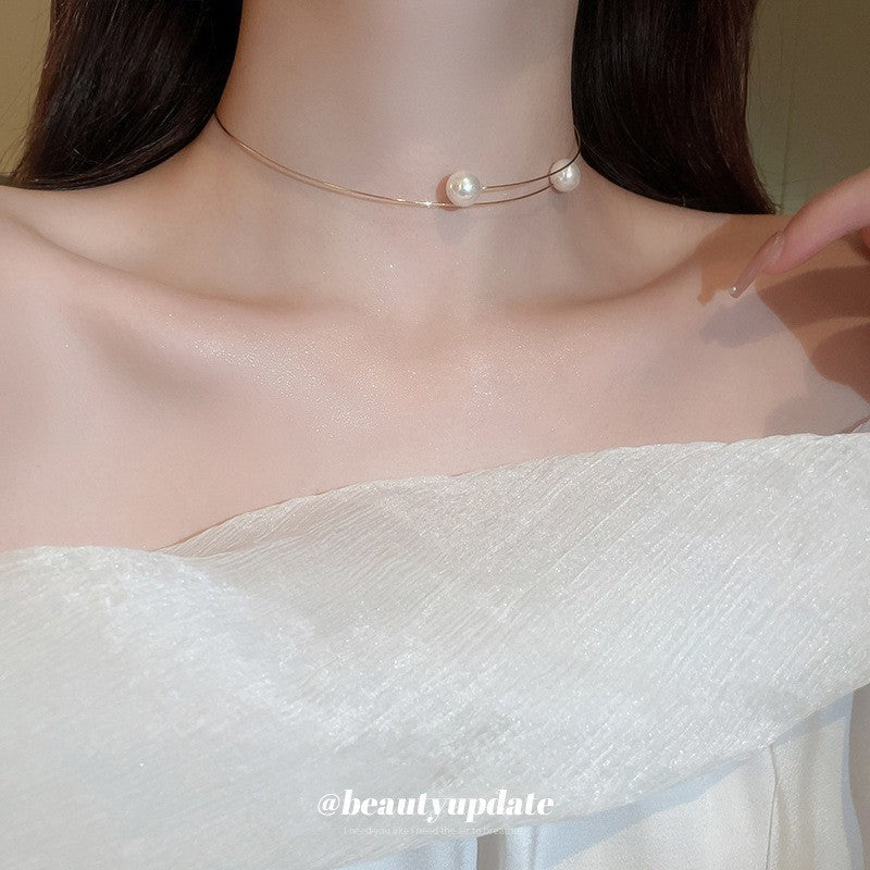 Women's Bow Tie Pearl Elegant High-grade Clavicle Chain Necklaces - 32# Collar-Gold MegaBDM