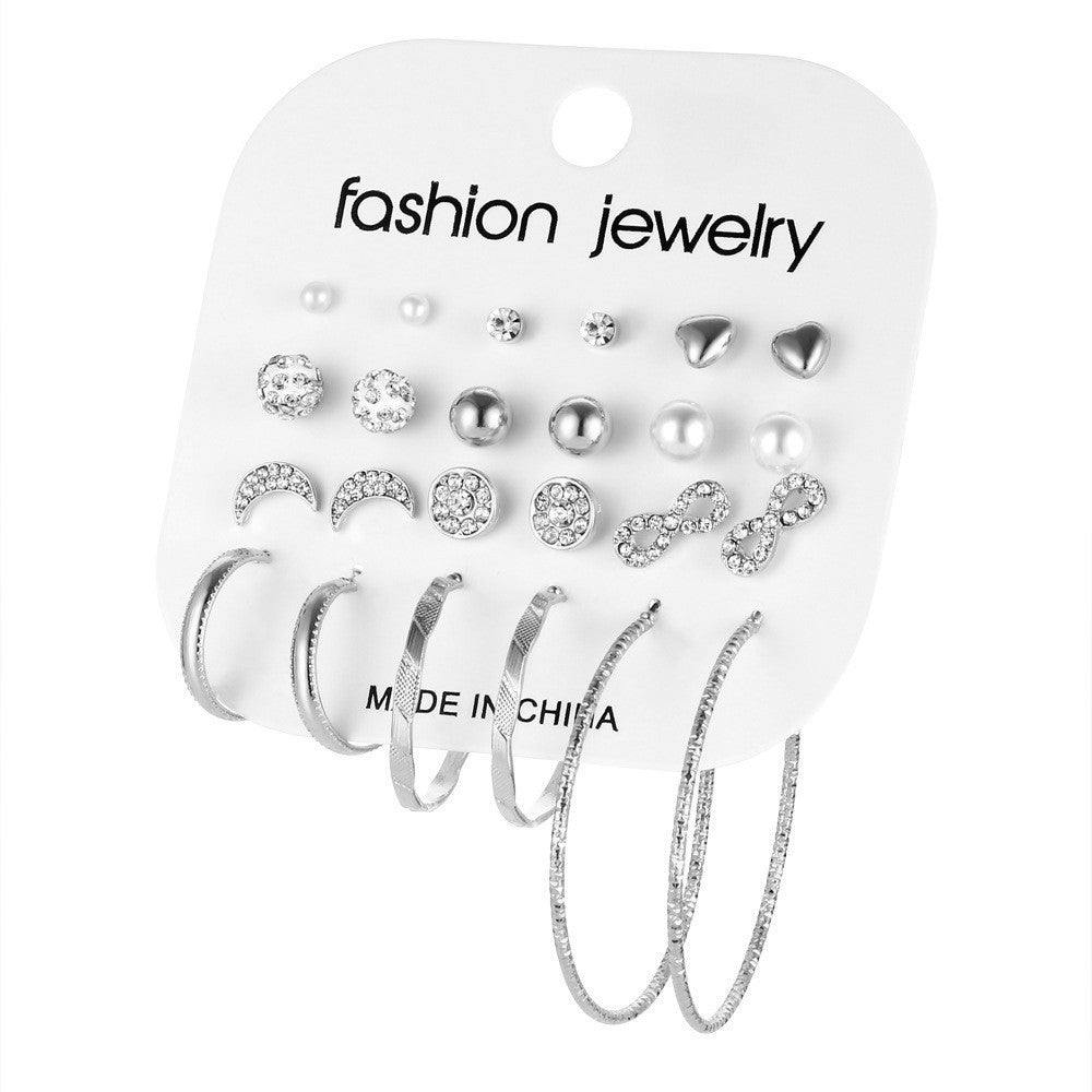 Ear Square Geometric Vintage Pearl Hepburn Style Earrings - H-3695 / Alloy MegaBDM