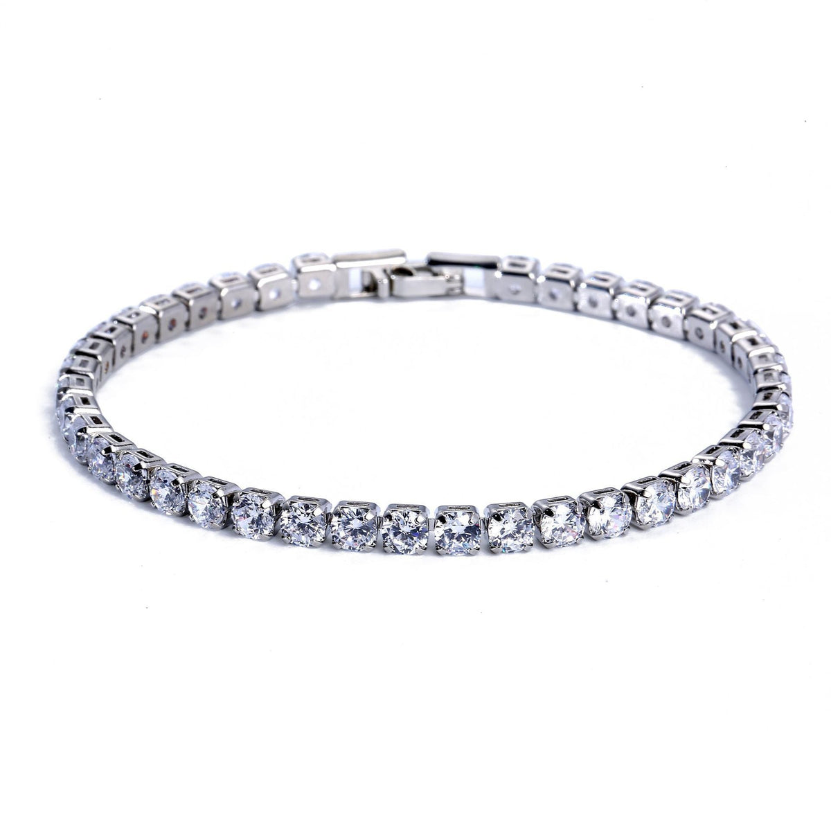 Women's Copper Micro Inlaid Zircon High-grade Light Luxury Simple Tennis Bracelets - 4.0 Platinum White Diamond-17cm MegaBDM