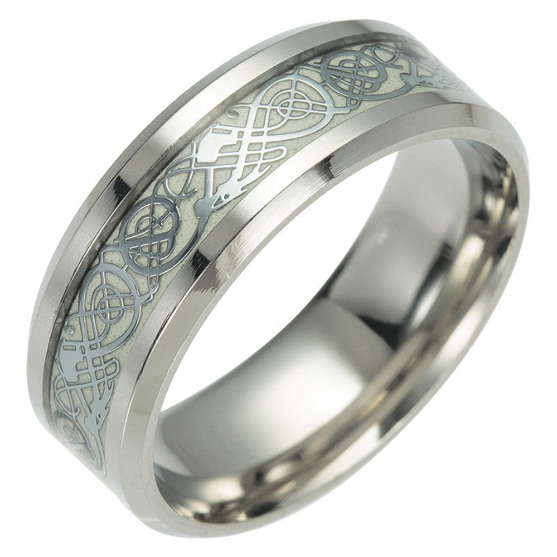 Luminous Batman Superman League Of Legends Rings - Luminous Dragon Pattern Silver-Strip / No. 6 MegaBDM