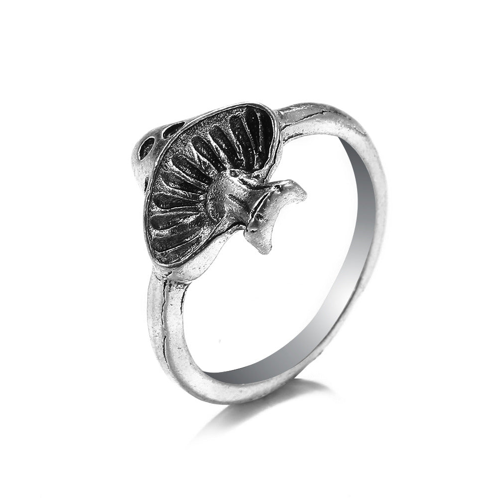 Knuckle Female Personality Rose Skull Spider Rings - THA336-24 / Adjustable Opening MegaBDM