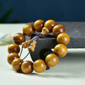 Women's & Men's Natural Gold Sandalwood Beads Fashion Collectible Artsy Bracelet - 18mm * 13 Seiko Gourd MegaBDM