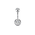 Stainless Steel Navel Combination Butterfly Zircon Decoration Belly Stud Earrings - Silver Double Diamond MegaBDM