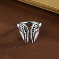Women's & Men's Angel Wings Fashion Trend Sier Plated Retro Distressed Ring MegaBDM