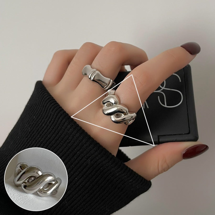 Exaggerated Geometry Female Sier Personalized Hip Rings - JZ9961 / Adjustable Opening MegaBDM