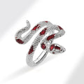 Simple Temperamental Minority Design Trendy Hip Hop Rings - White Gold Color (Red) / Adjustable Opening MegaBDM