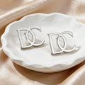 Women's Simple Personality Letters Glazed Surface Ear Minimalist Fashion Stud Earrings - White gold color MegaBDM