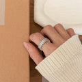 Women's Sier Inlaid Zirconium Love Heart-shaped Fashion Trend Design Twin Ring - C154 Silver MegaBDM