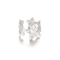 Women's Irregular Concave Convex Hammer Pattern Shaped Design Rings - J8115 Silver MegaBDM