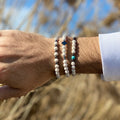 Men's Haematite Cross Beaded White Volcanic Stone Bracelets MegaBDM