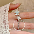 Ice Blue Gradient Flowers Open-end Zircon Mori Girlish Heart Rings - Simple Bracelet Copper Zirconium Ring MegaBDM