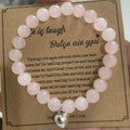 Women's & Men's Pink Zebra Beads Holiday Gift Friendship Bracelets - 04 Pink Crystal with Card MegaBDM