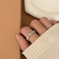 Women's Sier Inlaid Zirconium Love Heart-shaped Fashion Trend Design Twin Ring - A8 silver MegaBDM