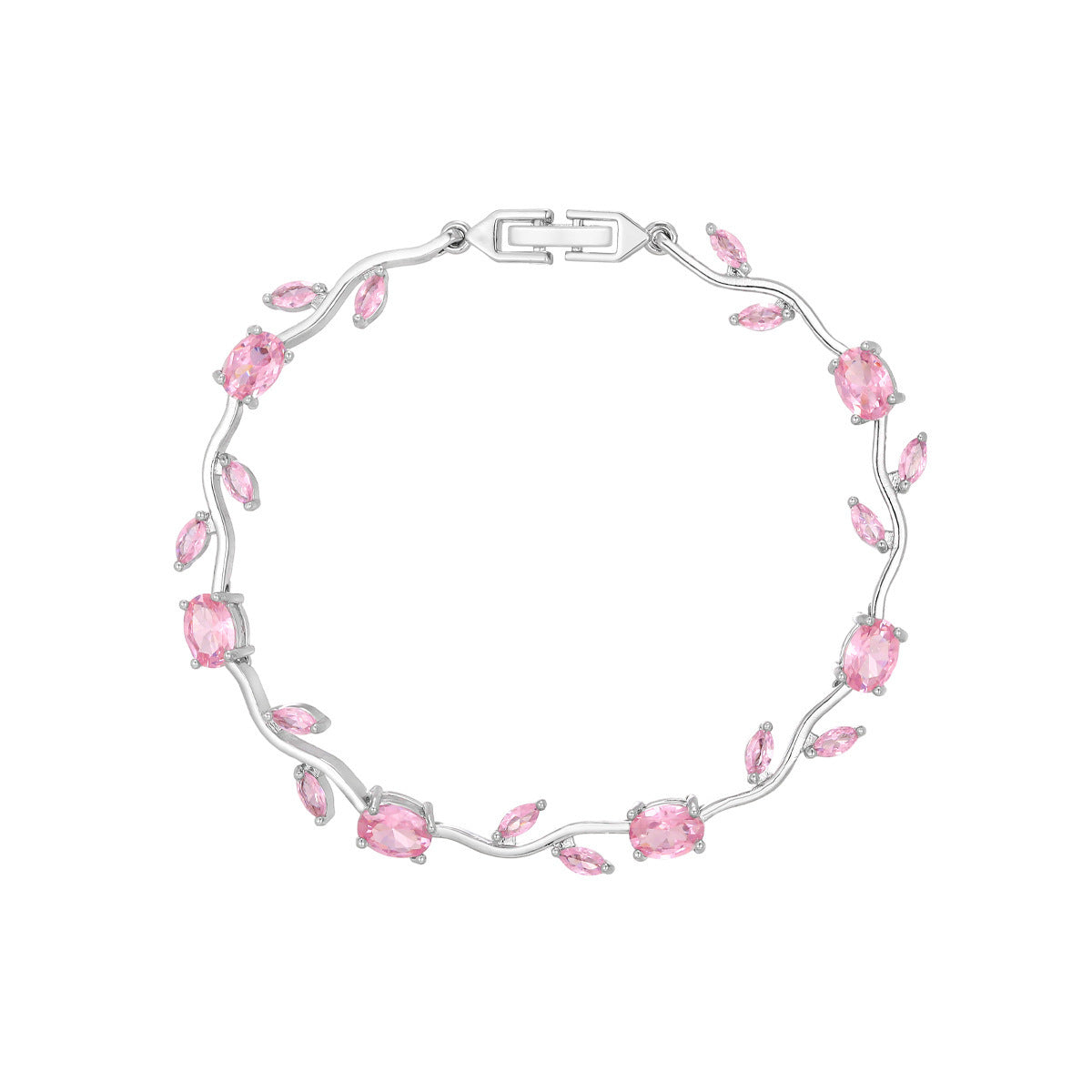 Luxury Style Quality Light Full Diamond Bracelet - Silver, Pink MegaBDM