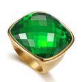 Women's High-grade Square Elegant Gemstone Stainless Steel Rings - Green / Beautiful Circumference 6# MegaBDM