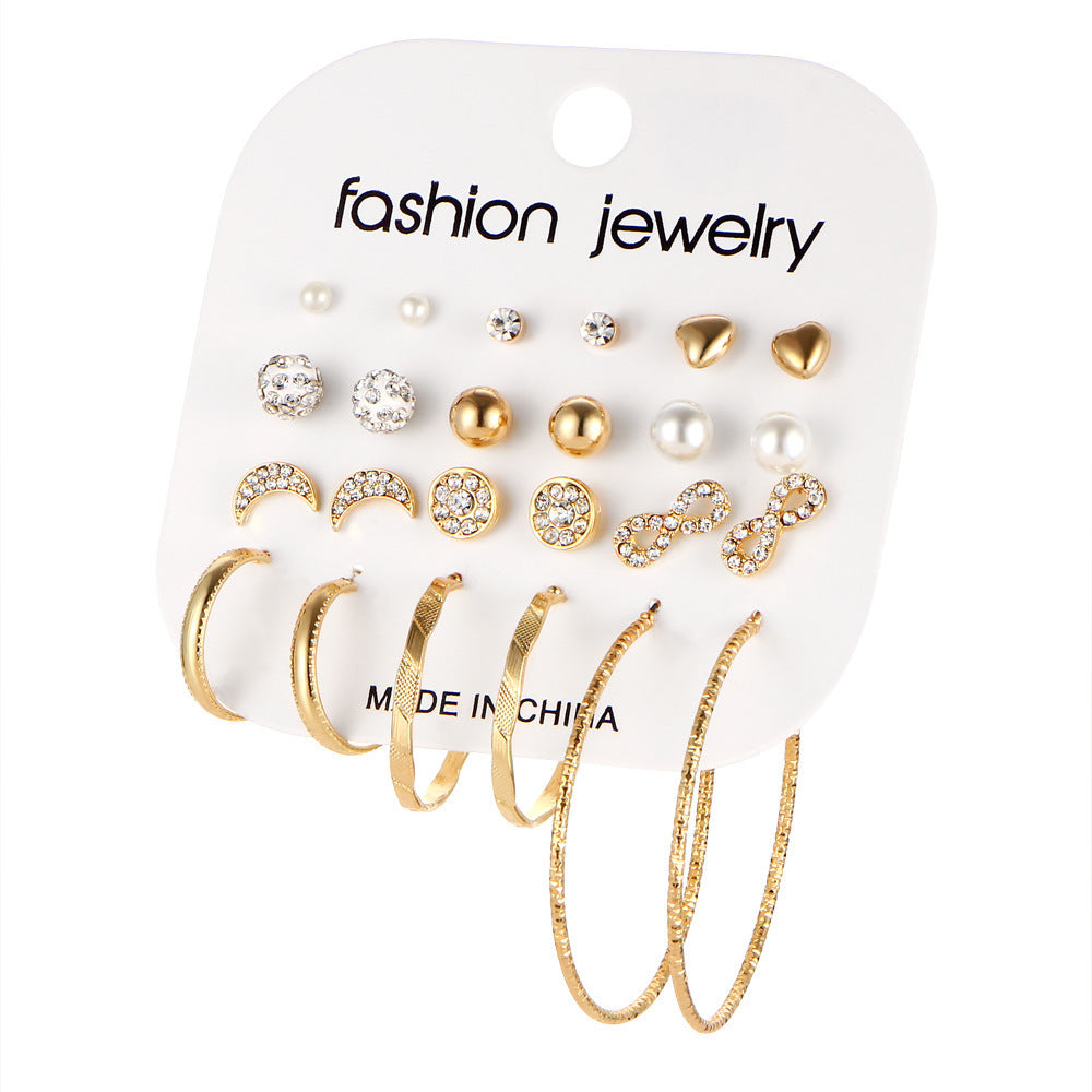 Ear Square Geometric Vintage Pearl Hepburn Style Earrings - H-3694 / Alloy MegaBDM