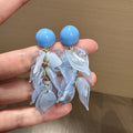 Super Fairy Mori Style Atmosphere Simple Earrings - Sweet Blue Resin Petal Stud Earrings MegaBDM
