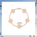Women's Four-leaf Clover Rose Gold Red Agate Black White Shell Flower Bracelet - Full of diamonds [Rose Gold] / 19cm MegaBDM