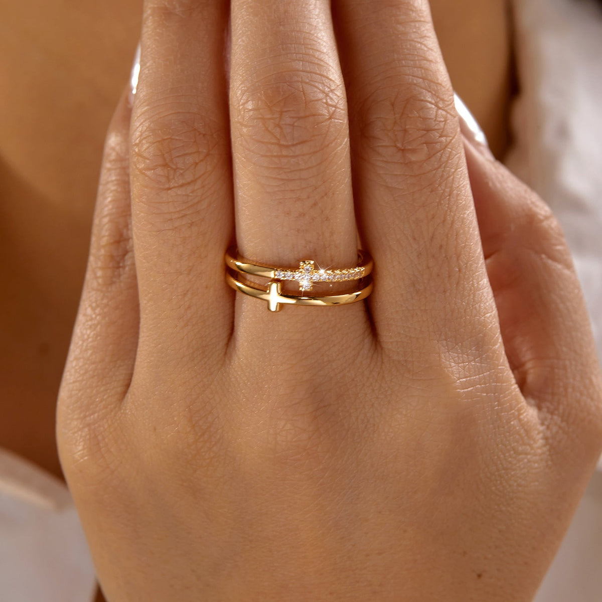 Women's Retro Elegant Copper Inlaid Zirconium High-grade Light Luxury Palace Style Ring - Ri26y0051 (Gold) / No. 10 MegaBDM
