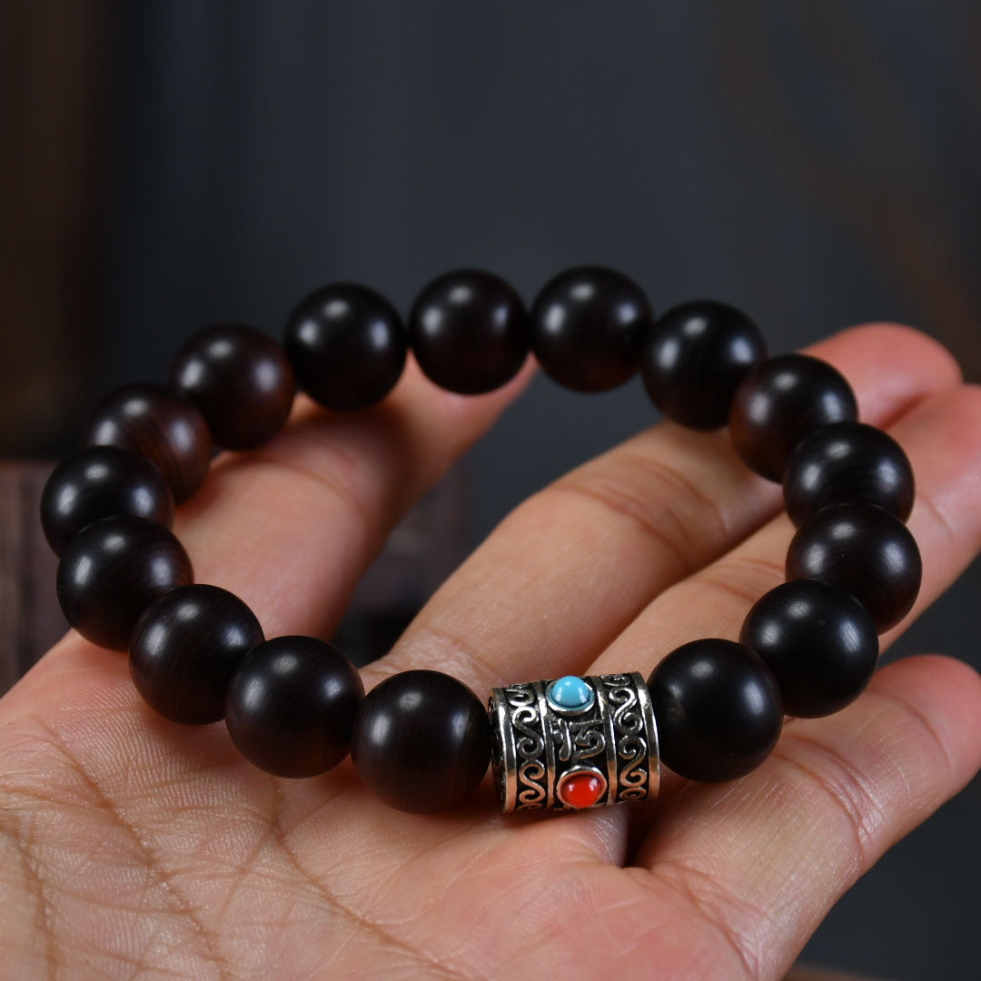 Women's & Men's Arborvitae Lightning Transparent Buddha Beads Live Studio Drainage Temple Bracelet - Arborvitae Lightning Strike Material 1.2 Tibetan Silver MegaBDM