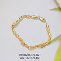 Women's Bright Surface Carven Design Elephant Gold Bracelet - Car Flower Chain Elephant 2083 MegaBDM