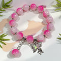 Fantasy Flower Glazed Female Gradient Contrast Bracelet - Bd43 Jade Broken Watermelon Pink Butterfly Bracelet MegaBDM
