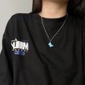 Summer Cool Butterfly Female Light Luxury Minority Flash Exquisite Clavicle Necklace - Light Blue Butterfly Necklace MegaBDM