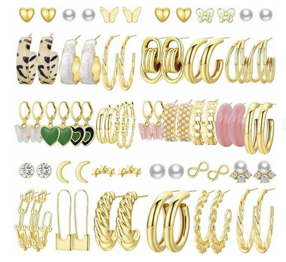 Ear Square Geometric Vintage Pearl Hepburn Style Earrings - H-919 / Alloy MegaBDM