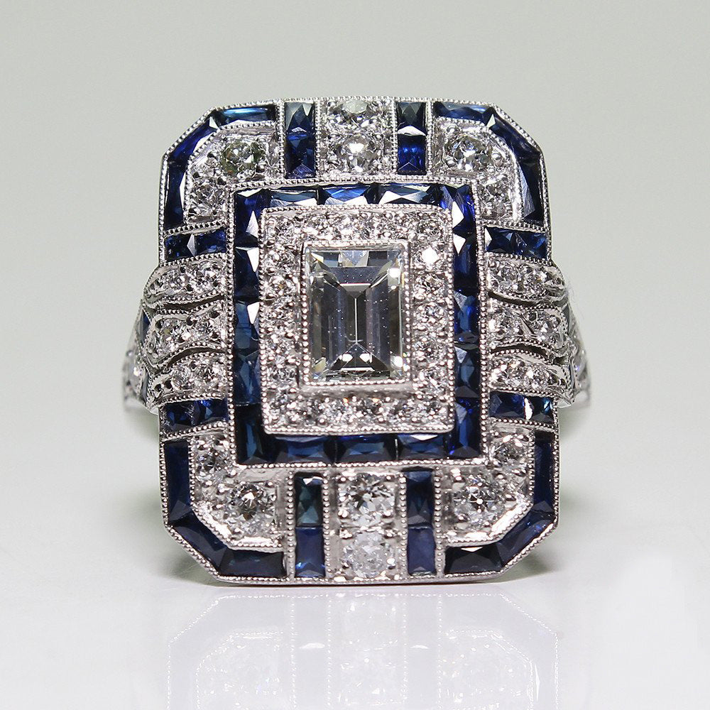 Women's Square White Sapphire Zircon Fashion Wedding Rings MegaBDM