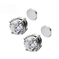 Women's Zircon Tassel Light Luxury High Sense Stud Earrings - 2# Magnet Ear Clips-Single Silver 8mm MegaBDM